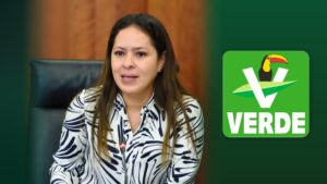 Karen Castrejón, dirigente nacional del PVEM, plantea posible salida de Ricardo Gallardo de la gubernatura para competir en 2027.